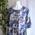 画像9: 新品 9812 M 大きな花柄 綿混 抑揚 ワンピース 青紫系 夏 レディース 花柄 ギャザー フレア 上品 50代 60代 70代