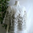 画像5: 新品 9818 ML 豪華 ボタニカル刺繍 シャツ プルオーバー 白系 春 夏 秋 レディース 綿100％ ブラウス ベルスリーブ 50代 60代 70代