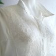 画像7: 新品 9819 ML オーガンジー 花刺繍 シャツ チュニック 白 春 夏 秋 レディース 綿100％ 美しい透け感 異素材切替 上品 50代 60代 70代