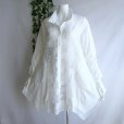 画像3: 新品 9819 ML オーガンジー 花刺繍 シャツ チュニック 白 春 夏 秋 レディース 綿100％ 美しい透け感 異素材切替 上品 50代 60代 70代