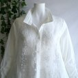 画像4: 新品 9819 ML オーガンジー 花刺繍 シャツ チュニック 白 春 夏 秋 レディース 綿100％ 美しい透け感 異素材切替 上品 50代 60代 70代