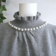 画像11: 新品 9885 ML パール付き フリル ハイネック ニット チュニック ワンピース グレー系 秋 冬 レディース コクーン 上品 50代 60代 70代
