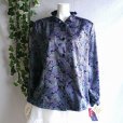 画像8: 新品 9910 M 二重フリル襟 京都染 日本素材 ブラウス ジャケット 紺系玉虫色 レディース 和風 花柄 中国縫製 高級感 上質 50代 60代 70代 (8)