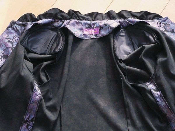 画像6: 新品 9912 M 二重フリル襟 京都染 日本素材 ブラウス ジャケット 黒系玉虫色 レディース 和風 花柄 中国縫製 高級感 上質 50代 60代 70代