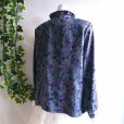 画像7: 新品 9914 L 二重フリル襟 京都染 日本素材 ブラウス ジャケット 紺系玉虫色 レディース 和風 花柄 中国縫製 高級感 上質 50代 60代 70代 (7)