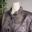 画像10: 新品 9915 L 二重フリル襟 京都染 日本素材 ブラウス ジャケット 紫系玉虫色 レディース 和風 花柄 中国縫製 高級感 上質 50代 60代 70代 (10)