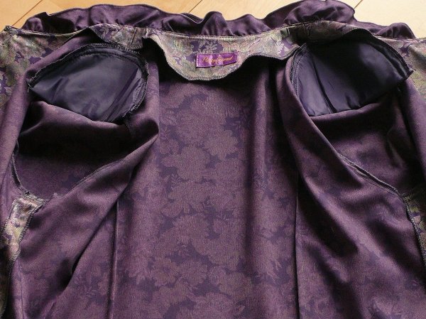 画像7: 新品 9915 L 二重フリル襟 京都染 日本素材 ブラウス ジャケット 紫系玉虫色 レディース 和風 花柄 中国縫製 高級感 上質 50代 60代 70代
