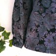 画像8: 新品 9916 L 二重フリル襟 京都染 日本素材 ブラウス ジャケット 黒系玉虫色 レディース 和風 花柄 中国縫製 高級感 上質 50代 60代 70代 (8)
