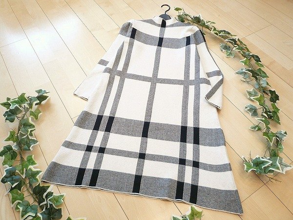 画像7: 新品 9921 ML 英国調 チェック ニット ワンピース アイボリー系 秋 冬 レディース ボトルネック 上質 上品 50代 60代 70代