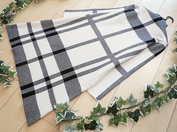 画像2: 新品 9921 ML 英国調 チェック ニット ワンピース アイボリー系 秋 冬 レディース ボトルネック 上質 上品 50代 60代 70代