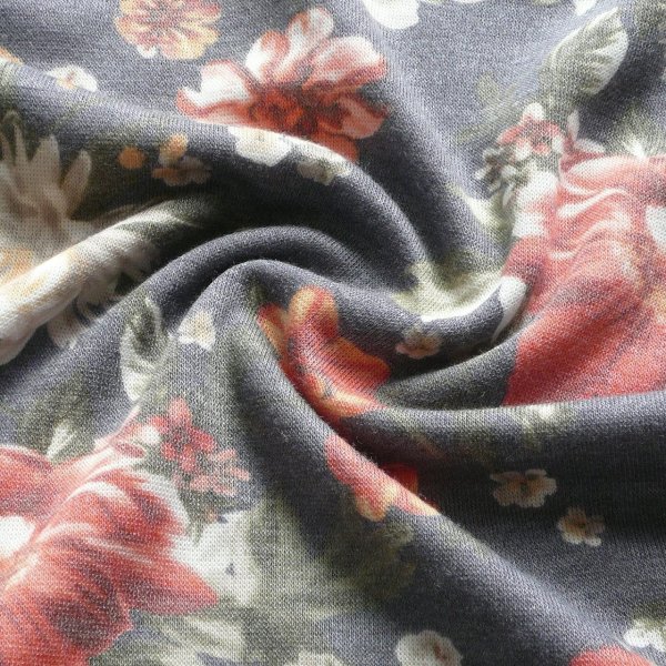 画像6: 新品 9926 ML 大きな花柄 ニットソー プルオーバー グレー系 秋 冬 レディース ハイネック 上品