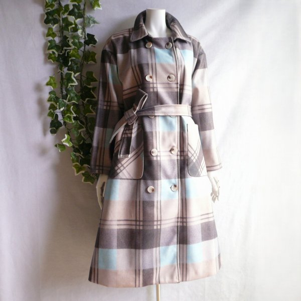 画像9: 新品 9928 40 英国調チェック ウール調 ロング コート 秋 冬 クラシック 上質 高級 上品 定価22,000円 50代 60代 70代