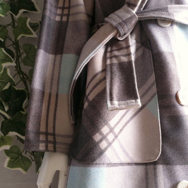 画像5: 新品 9928 40 英国調チェック ウール調 ロング コート 秋 冬 クラシック 上質 高級 上品 定価22,000円 50代 60代 70代