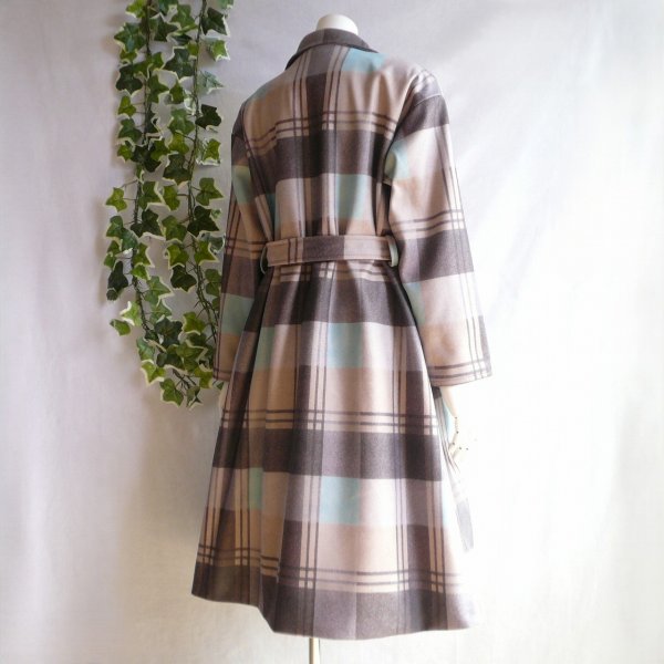 画像3: 新品 9928 40 英国調チェック ウール調 ロング コート 秋 冬 クラシック 上質 高級 上品 定価22,000円 50代 60代 70代