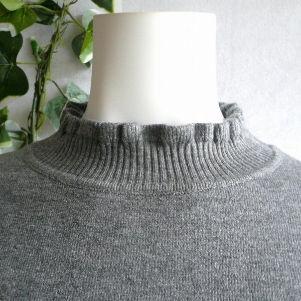 画像6: 新品 9933 ML フリル ハイネック ニット セーター グレー 秋 冬 レディース メロウフリル もっちもち ストレッチ