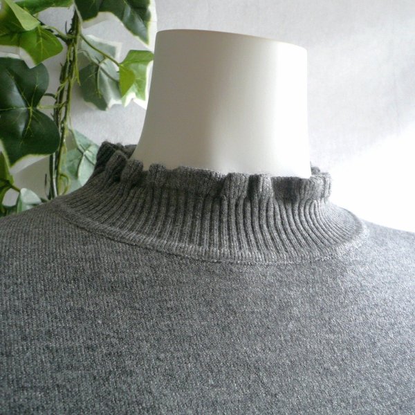 画像5: 新品 9933 ML フリル ハイネック ニット セーター グレー 秋 冬 レディース メロウフリル もっちもち ストレッチ