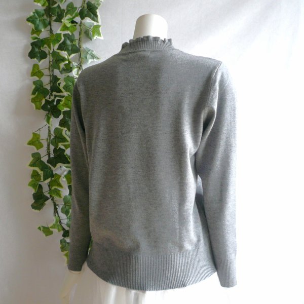 画像8: 新品 9933 ML フリル ハイネック ニット セーター グレー 秋 冬 レディース メロウフリル もっちもち ストレッチ