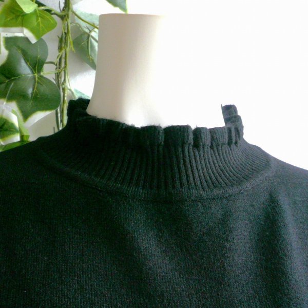 画像10: 新品 9934 ML フリル ハイネック ニット セーター 黒 秋 冬 レディース メロウフリル もっちもち ストレッチ 50代 60代 70代