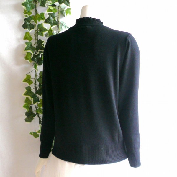 画像7: 新品 9934 ML フリル ハイネック ニット セーター 黒 秋 冬 レディース メロウフリル もっちもち ストレッチ 50代 60代 70代