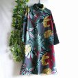 画像2: 新品 9939 ML 裏起毛 あったか ワンピース グレー系 秋 冬 ボタニカル柄 レディース ゆったりタートルストレッチニットソー 50代 60代 70代 (2)