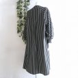 画像10: 新品 9943 ML ストライプ シャツ ワンピース 春 秋 黒系 レディース バンドカラー 隠しボタン 高級 上質 上品 50代 60代 70代