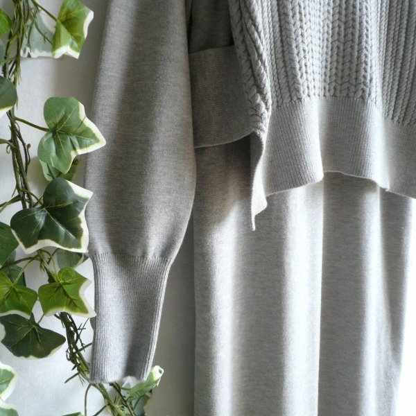 画像3: 新品 9947 ML ニット セットアップ グレー 秋 冬 レディース ケーブル編みハイネックニットベスト ニットワンピース 50代 60代 70代