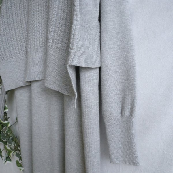 画像8: 新品 9947 ML ニット セットアップ グレー 秋 冬 レディース ケーブル編みハイネックニットベスト ニットワンピース 50代 60代 70代