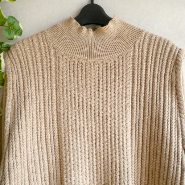 画像5: 新品 9948 ML ニット セットアップ ベージュ 秋 冬 レディース ケーブル編みハイネックニットベスト ニットワンピース