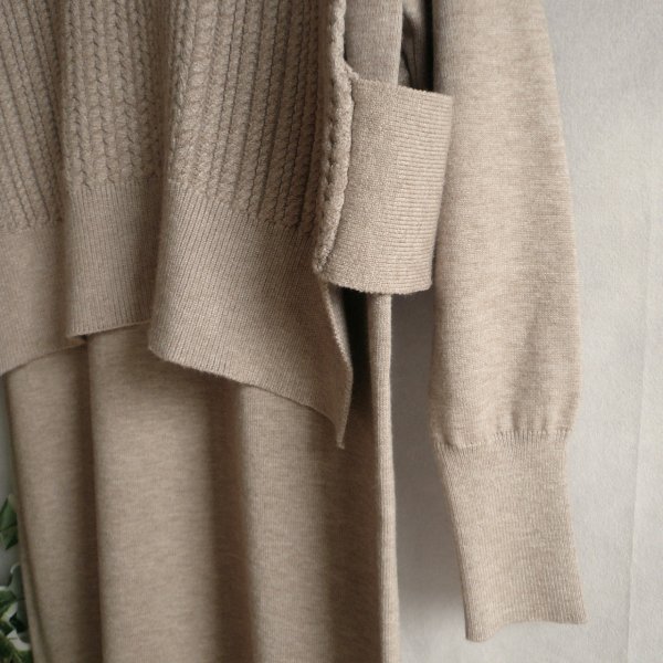 画像9: 新品 9948 ML ニット セットアップ ベージュ 秋 冬 レディース ケーブル編みハイネックニットベスト ニットワンピース