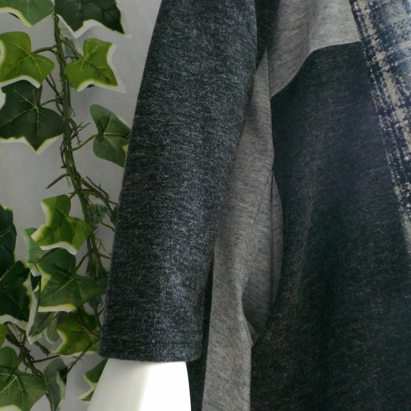 画像10: 新品 9951 ML 上質ツイード切替 ワンピース 黒系 ドロップショルダー ハイネック 飾りボタン 大人 上品 クラシカル 50代 60代 70代