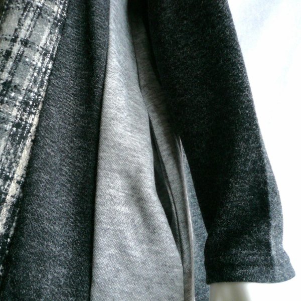 画像11: 新品 9951 ML 上質ツイード切替 ワンピース 黒系 ドロップショルダー ハイネック 飾りボタン 大人 上品 クラシカル 50代 60代 70代