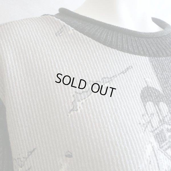 画像12: 新品 9952 ML ヨーロッパ絵画風絵柄 ニット チュニック ワンピース 黒系 秋 冬 ロールネック レディース 異素材切替 50代 60代 70代