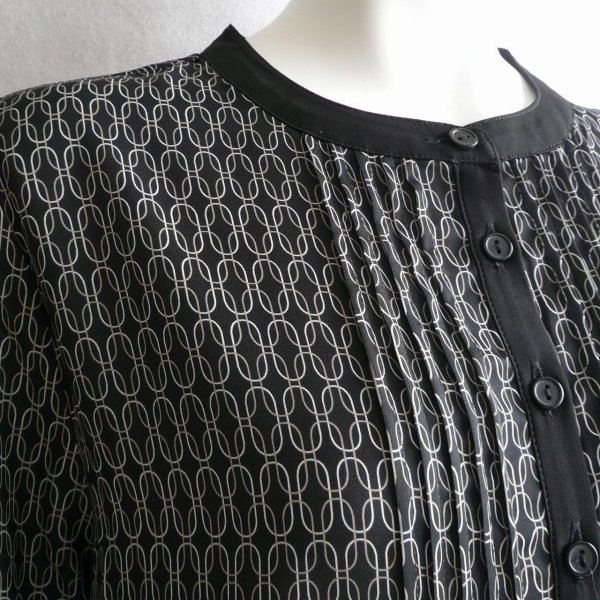 画像8: 新品 9956 ML 幾何学柄 ピンタック ワンピース 黒系 秋 レディース モード クラシック 高級感 上質 上品 50代 60代 70代