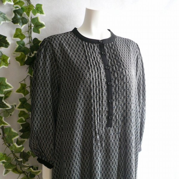 画像6: 新品 9956 ML 幾何学柄 ピンタック ワンピース 黒系 秋 レディース モード クラシック 高級感 上質 上品 50代 60代 70代