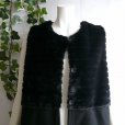 画像9: 新品 9957 ML ファー 切替 ロング ジレ 黒 秋 冬 レディース フェイクファー 微起毛ニット ベスト 上質 上品  (9)