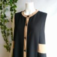画像3: 新品 9963 ML 高級 バイカラー ワンピース 黒系 秋 レディース 配色切替 ノースリーブ モード ロング ジレ 大人 上質 (3)