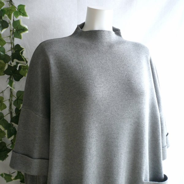 画像7: 新品 9964 ML 重ね着風 ニットチュニック グレー 秋冬 レディース ドロップショルダー ボトルネック 大人 上質 上品