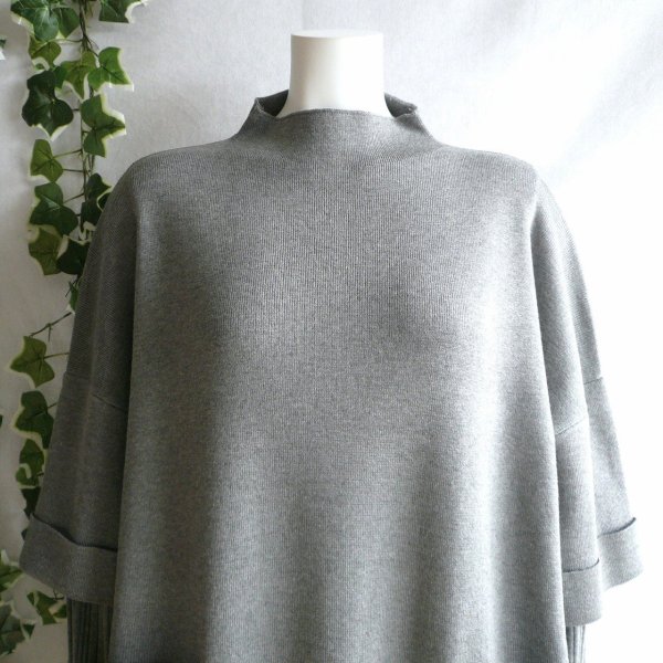 画像6: 新品 9964 ML 重ね着風 ニットチュニック グレー 秋冬 レディース ドロップショルダー ボトルネック 大人 上質 上品