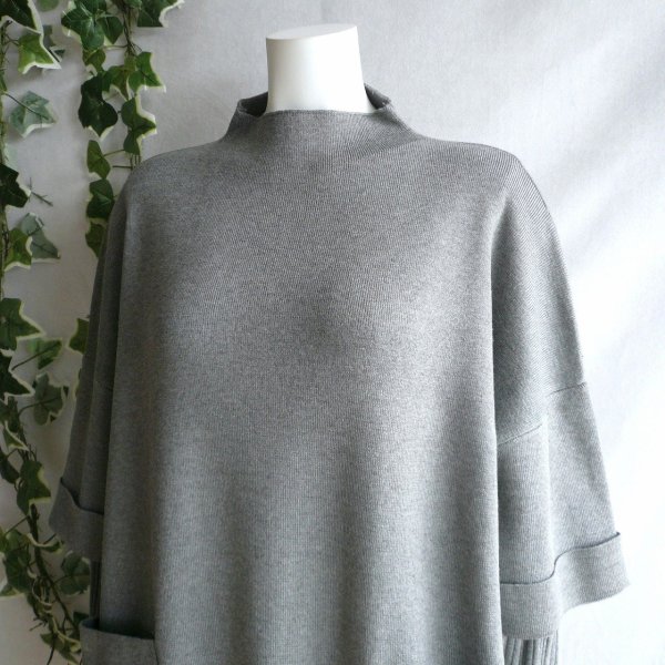 画像5: 新品 9964 ML 重ね着風 ニットチュニック グレー 秋冬 レディース ドロップショルダー ボトルネック 大人 上質 上品