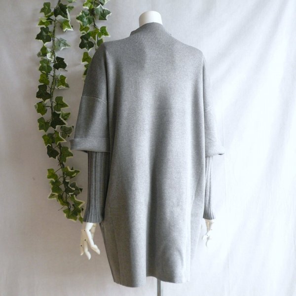 画像9: 新品 9964 ML 重ね着風 ニットチュニック グレー 秋冬 レディース ドロップショルダー ボトルネック 大人 上質 上品