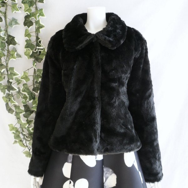 画像6: 新品 9973 ML 上質 フェイクファー ショートコート 黒 秋冬 レディース エレガント フォーマル 高級感 上品