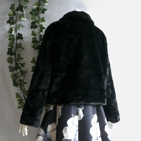 画像2: 新品 9973 ML 上質 フェイクファー ショートコート 黒 秋冬 レディース エレガント フォーマル 高級感 上品