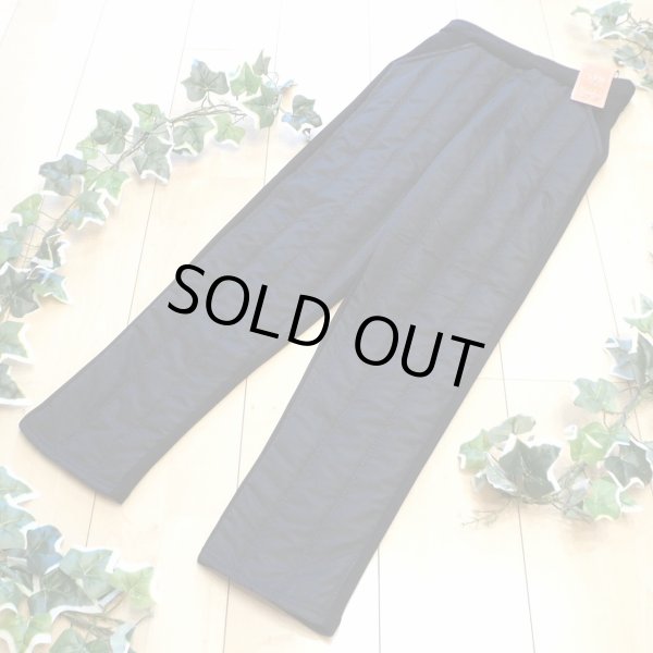 画像1: 新品 9265 M ダウンパンツ風 中綿キルト切替パンツ 秋 冬 裏シャギー レディース 黒 あったか ストレッチ 後ろのみ裏シャギー 縦ライン (1)