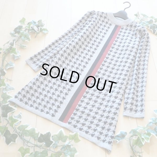 画像1: 新品 9308 ML ニット チュニック ワンピース 秋 冬 千鳥 センターライン レディース グレー系 上質 上品 (1)