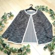 画像1: 新品 9482 ML 綿混 ツイード ジャケット 春 夏 秋 網目 パイピング レディース 黒系 ノーカラー (1)