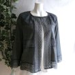 画像1: 新品 9515 L カットワーク 刺繍 綿麻混 シャツ ジャケット 春 夏 秋 黒ブラック系 レディース リネン コットン レース 高級感 上質 上品 (1)