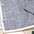 画像3: 新品 9483 ML 綿混 マルチツイード ジャケット 春 夏 秋 網目 パイピング レディース 白紫系 ノーカラー (3)