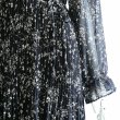 画像11: 新品 9489 ML ボウタイリボン シフォン プリーツ ワンピース 春 夏 秋 花柄 レディース 黒系 共布リボン フリル袖 美しい透け感 上質 上品 (11)