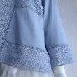 画像11: 新品 9513 L カットワーク 刺繍 綿麻混 シャツ ジャケット 春 夏 秋 ライトブルー系 レディース リネン コットン レース 高級 上質 上品 (11)