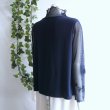 画像10: 新品 9517 ML 花モチーフ メッシュ ハイネック ブラウス 春 夏 秋 カットソー レディース 紺 異素材切替 メロウフリル 高級 上質 (10)